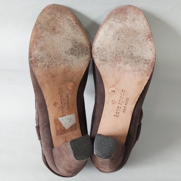 Kate Spade New York Ankle Boots Size  8 Bison Dark Brown Suede Bow Cuff Comfort - Picture 14 of 14